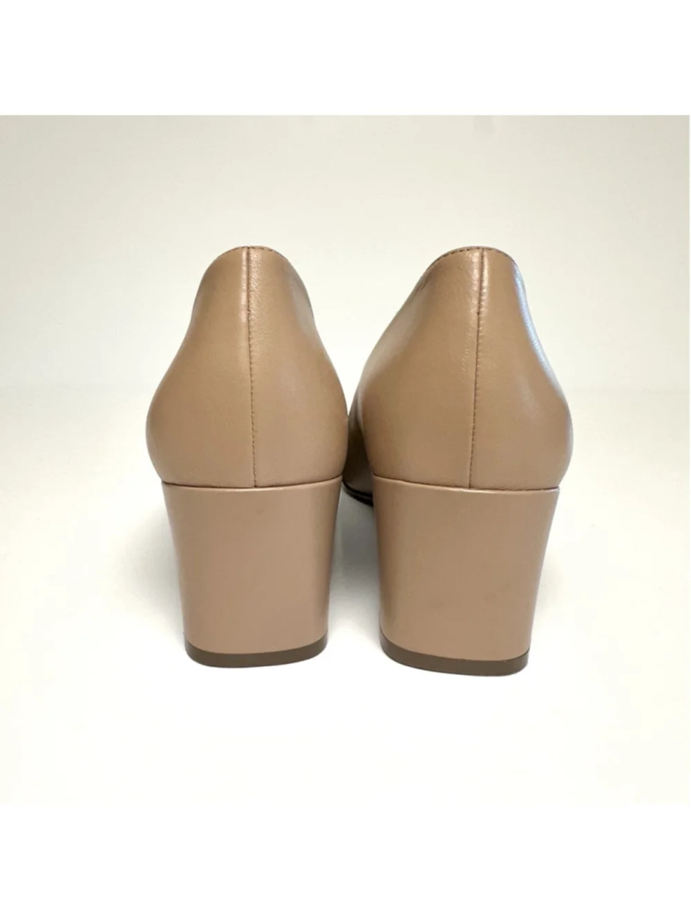Naturalizer Karina Pumps Nude Gingersnap Leather Block Heel Square Toe Heels 9.5